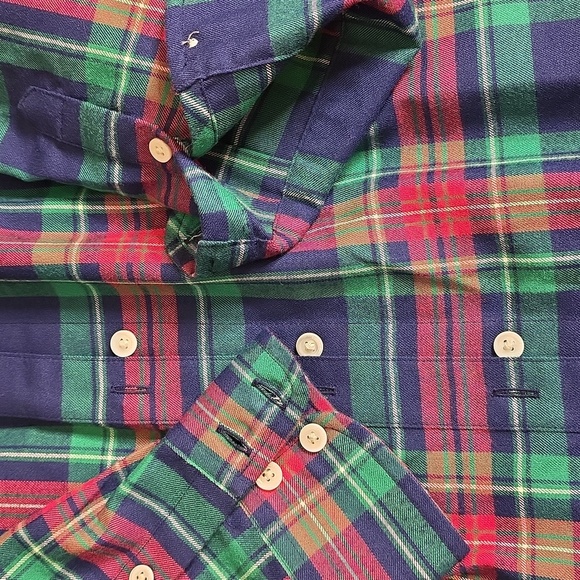 Soft Vineyard vines long Blue Green Red White Button flannel size 10 - Picture 5 of 11